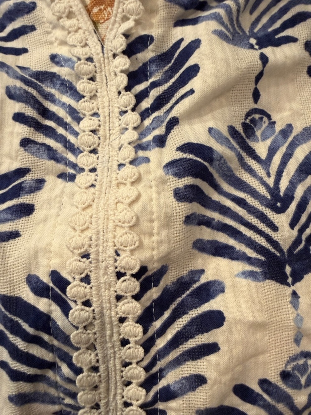 J. Jill White and Blue Printed dress with pockets. Included beach bag and hat - Picture 5 of 5